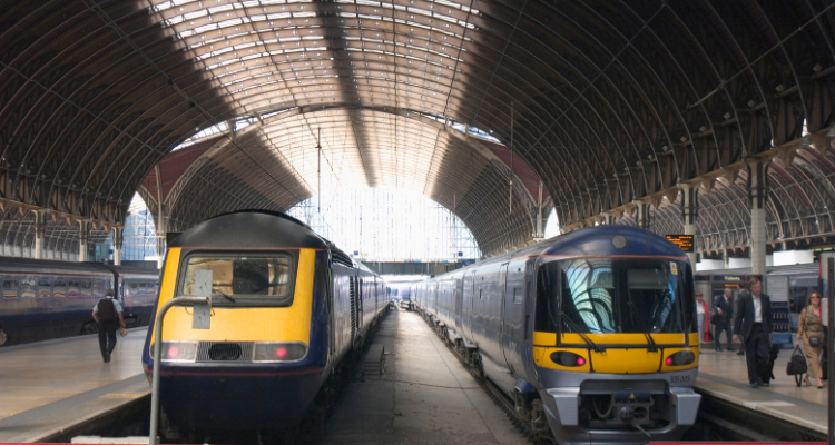 Trains parked in a Train Station