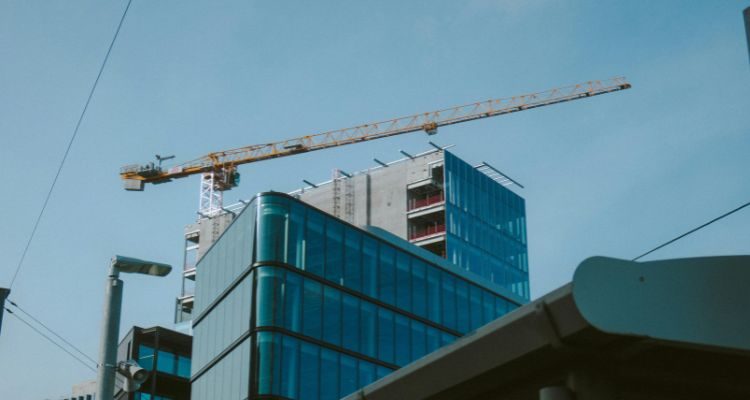 a construction site with a crane