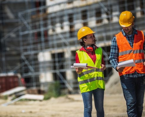 health and safetey personnel on building construction site